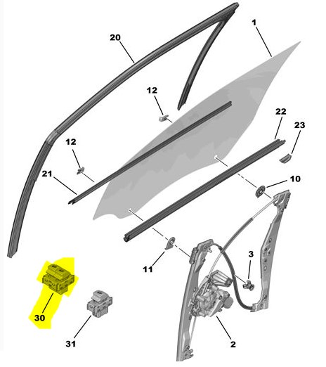 Sol Ön Kapı Cam Düğmesi